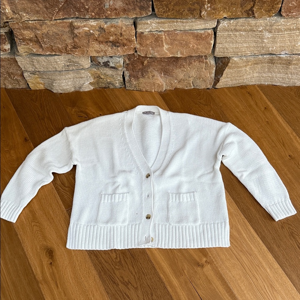 J.Crew White Cotton Cardigan